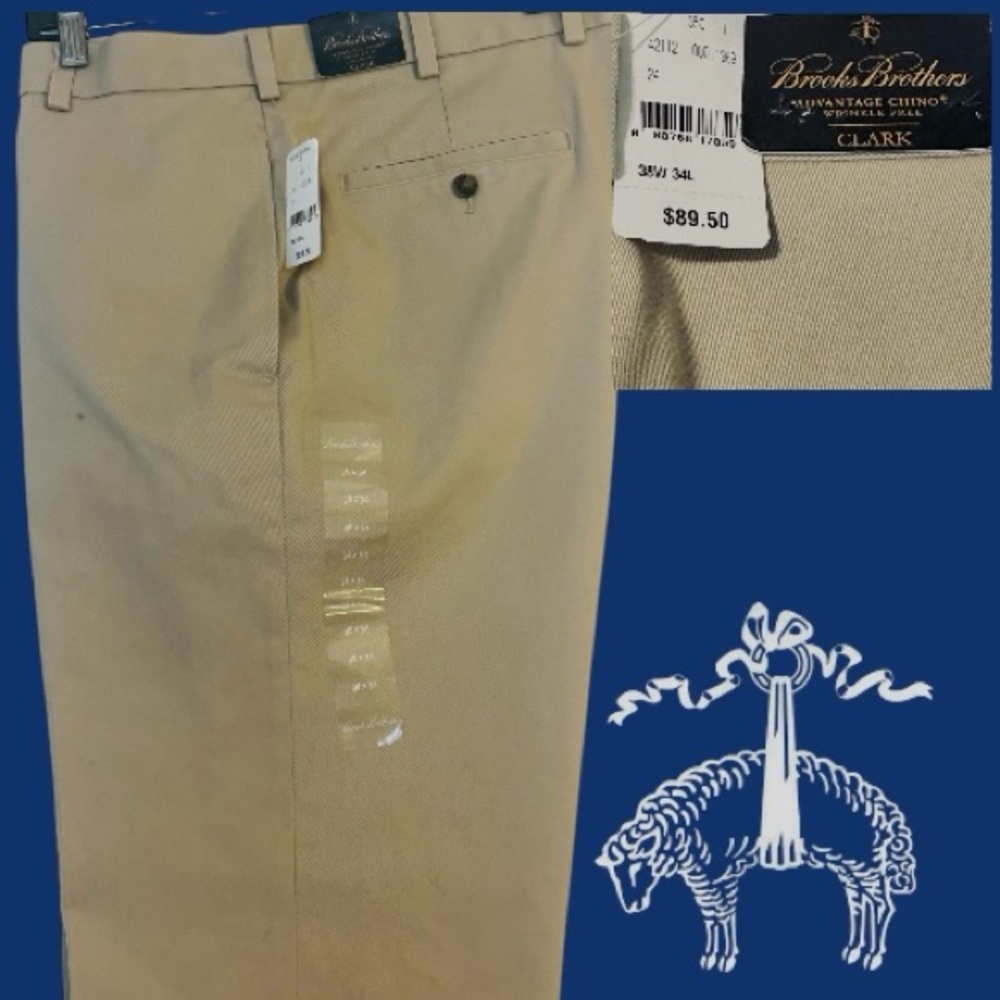 BROOKS BROTHERS ADVANTAGE CHINO WRINKLE FREE “CLARK” WAIST 38 LENGTH 34 NWT $89 - Picture 6 of 11